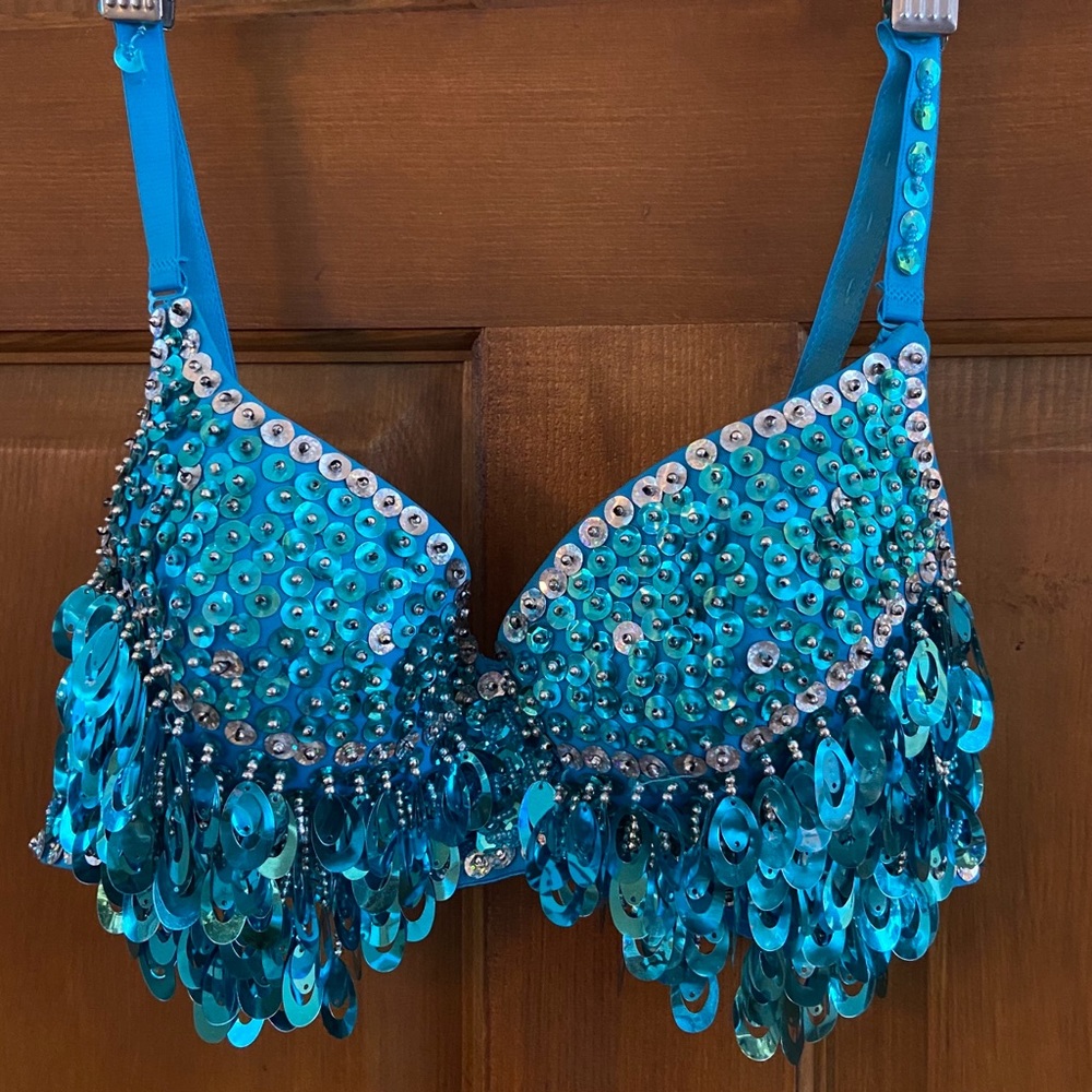 Jasmine Costume Sequin Bra Blue